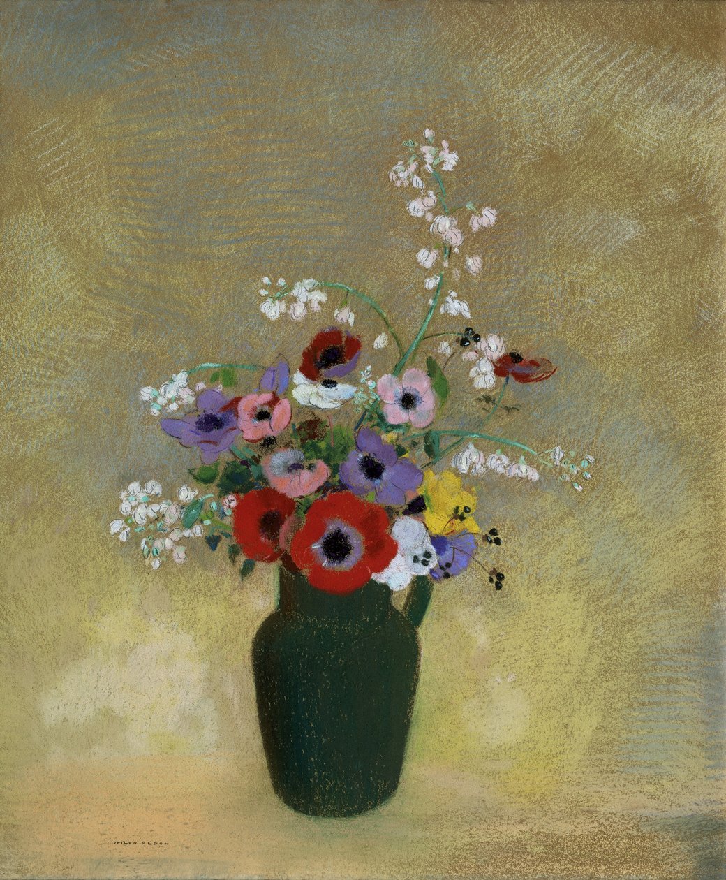 オデイロルドン版画タイトル。花瓶と花 オデイロルドン版画タイトル。花瓶と花 オディロン・ルドン